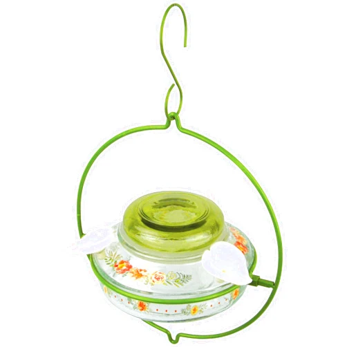 Nature's Way Bird Products Decorative Glass Top-Fill Hummingbird Feeder - Gardenia Bouquet (DTHF2)