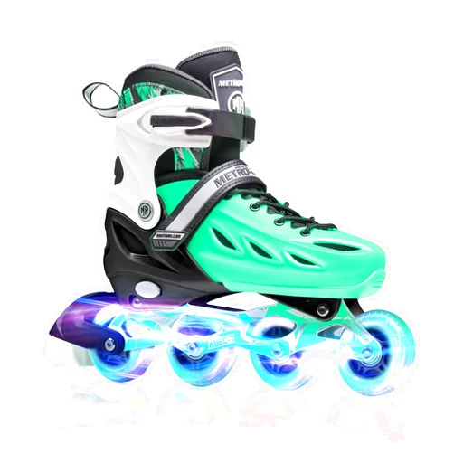 METROLLER Inline Skates for Girls and Boys, Women, Men 4 Sizes Adjustable Inline Skates with Light Up Wheels, Illuminating Beginner Skates for Kids 5-8 8-12 & Adult Youth.