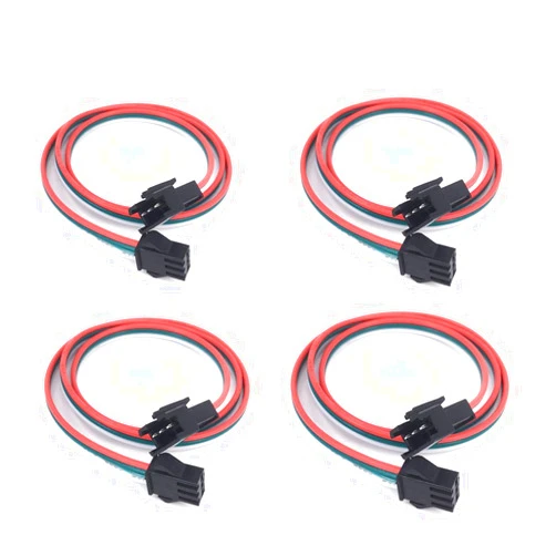 HUALAND 4 pcs/pack 0.5M 1.64ft 3 Pin JST SM Male Female Plug LED Connector Cable For WS2812B WS2811 SK6812 Symphony LED lights with connectors，SM3P buckle free welding plug light controller wire