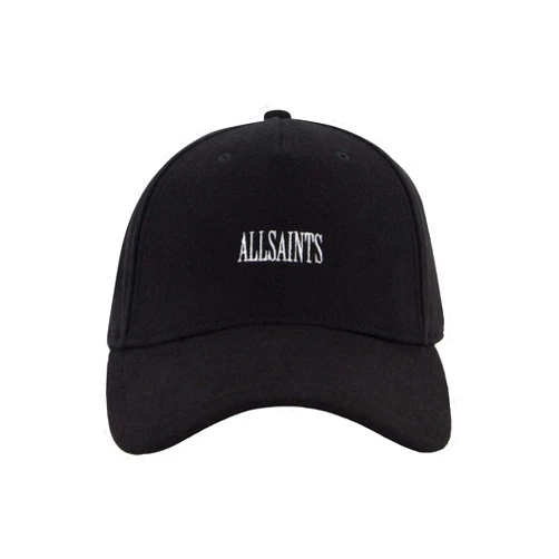 AllSaints Men's Wool Baseball Cap, Hat with Adjustable Strap, Black
