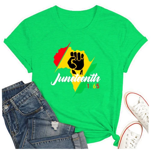 Fawniss 1865 Black History Shirts Junneteenth T-Shirt African American Freedom Tee Tops