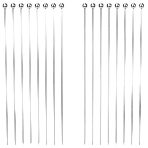 Beatcreat 16PCS Cocktail Picks, Reusable Metal Toothpick, Stainless Steel Cocktail Toothpick, Martini Skewer, Bloody Mary Skewer for Olive Appetizer Fruit (8 inch)