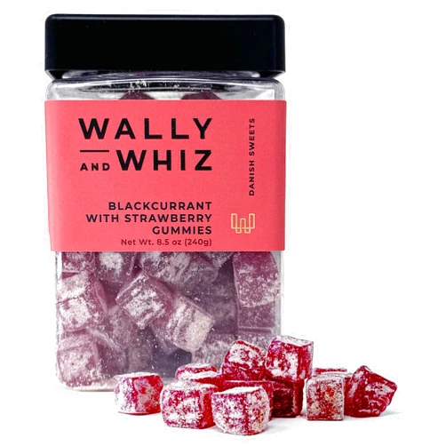 Wally And Whiz Wally & Whiz Danish Gummy Candy Black Currant with Strawberry Vegan Gummy Candy, Gluten-Free Gummies 8.5 Ounce