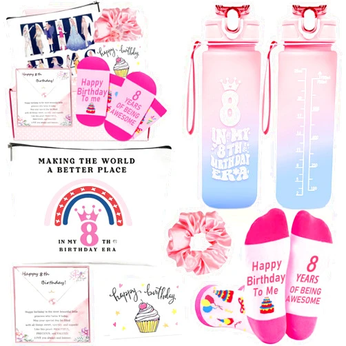 Awfrky 8 Year Old Girl Gifts, Gifts for 8 Year Old Girls Beautiful Teen Girl, Best Birthday Gift Ideas for Daughter, Sister, Niece, Granddaughter, 8th Birthday Decorations for Teen Girls Set of 6