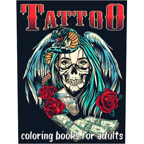 CRBOOK BOOK Tattoo Coloring Book For Adults: Over 60 Coloring Pages For Adult Relaxation With Beautiful Modern Tattoo Designs Such As Sugar Skulls, Hearts, Roses and More!