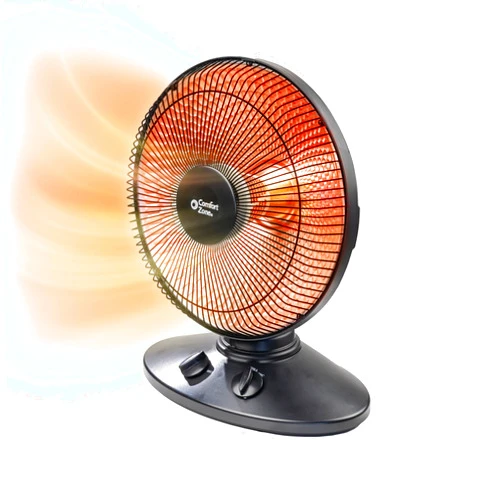 Comfort Zone Indoor Dish Space Heater with 70-degree Oscillation, Parabolic, Radiant, Electric, Adjustable Tilt, Tip Over Switch & Overheat Protection Sensor, Ideal for Garage, Workshop, 1,000W, CZ998