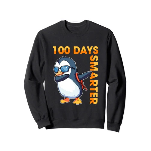 Happy 100th Day of School Gift Cute 100 Days Smarter Funny Dabbing Penguin Happy 100th Day Sweatshirt