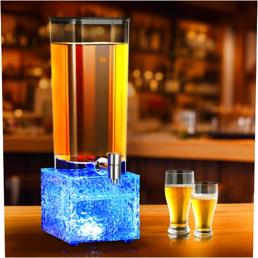 KK KMKGOKO 3-Liter Drink Dispenser Tower, 105fl oz Beverage Dispenser with 7-Color LED Light, Tabletop Drink Mimosa Dispenser with Crystal-Chill Design (105fl oz / 3L)