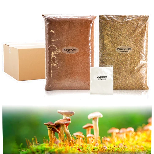 Ecmln Mushroom Substrate - Dry Mushroom Substrate Mix, Includes 1.1lbs Coco Coir & 1.1lbs Vermiculite & 0.22lb Gypsum Produces 10 Pounds of Premium Bulk Substrate for Mushroom Growing, Mushroom Grow Bag