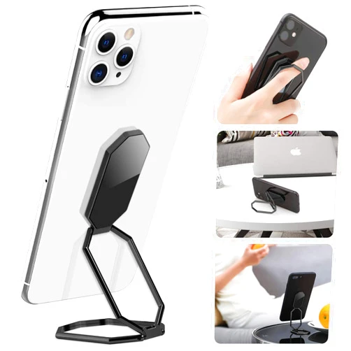 Anpdasi Adjustable Cell Phone Ring Holder Finger Kickstand 360° Rotation Metal Ring Grip Foldable Cell Phone Stand Phone Ring Holder Grip Phone Kickstand Compatible with Magnetic Car Mount(Black)