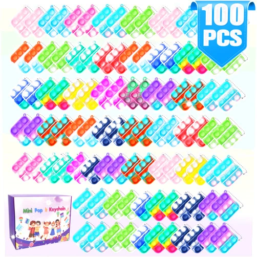 KENWQZI 100 PCS Mini Pop Fidget Toys Pack Party Favors, Easter Silicone Squeeze Pop Bubble Fidget Bulk Sensory Toys, Pop Keychain Bubble Toy Party Bag Fillers for Kids, Wrap Pop Toy