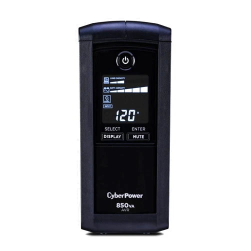 CyberPower CP850AVRLCD Intelligent LCD UPS System, 850VA/510W, 9 Outlets, AVR, Mini-Tower