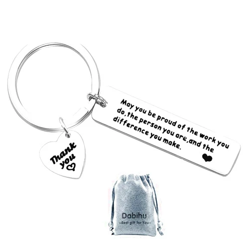 Dabihu Thank You Gift Appreciation Jewelry Make a Difference Keychain Stainless Steel Keyring Gift for Volunteer Appreciation Coach Mentor,Employee Gift Social Worker Jewelry