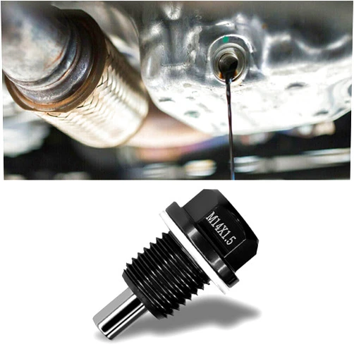 UZZH M14x1.5 Magnetic Oil Drain Plug, Aluminum Oil Pan Drain Plug Repair Kit with Crush Washer Gaskets, Oil Drain Nut Bolt for Most Ford, GM, Hyundai, KIA, Accord, Civic, Odyssey, Motorcycles (Black)