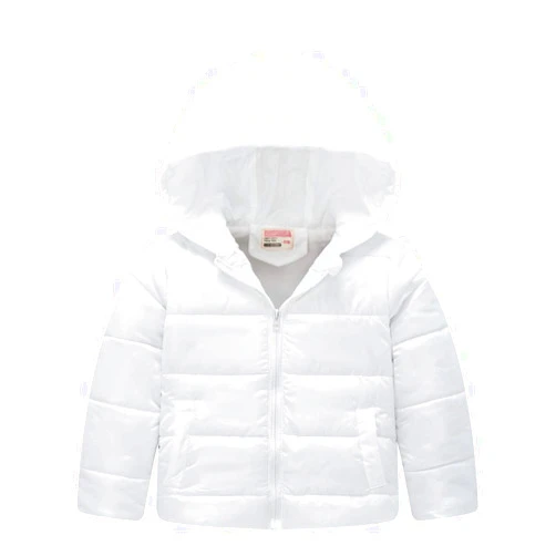 Jchen Kids Hooded Outerwear Down Jacket for Boys Girls,Windproof Winter Warm Zipper Coat Padded Outwear Snowsuit Puffer Jacket Age:2-3 Years White