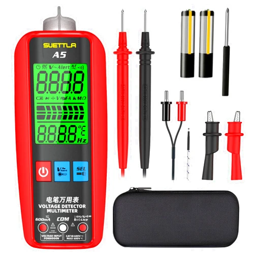 SUETTLA A5 Digital Multimeter, Smart Multimeter Tester Measures Voltage Current Resistance Live Wire Continuity Capacitance Diode Temperature Electric Detect Meter