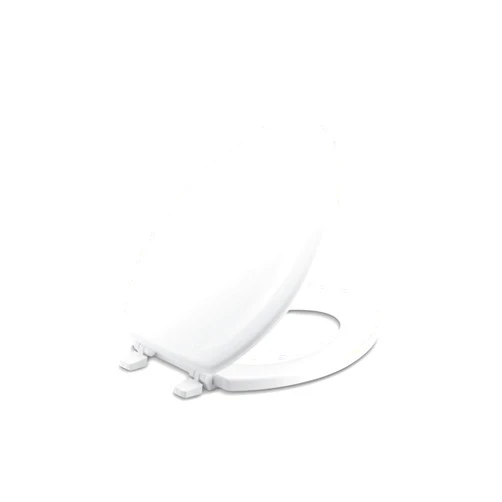 KOHLER K-4647-0 Stonewood Elongated Toilet Seat, Wooden Toilet Seat, White, Fits most elongated toilets, Includes color-matched plastic hinges