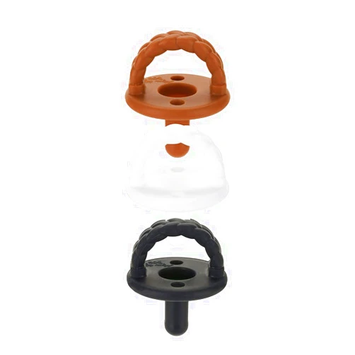 Itzy Ritzy Silicone Pacifiers for Newborn - Sweetie Soother Pacifiers Feature Collapsible Handle & Two Air Holes for Added Safety For Ages Newborn and Up, Coffee & Cream Set of 3 in White, Tan & Brown