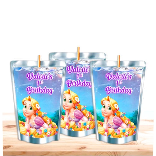 Joyful Kids Decor Tangled Juice Pouches - Printed Adhesive Labels or Assembled Drinks - 12Pack