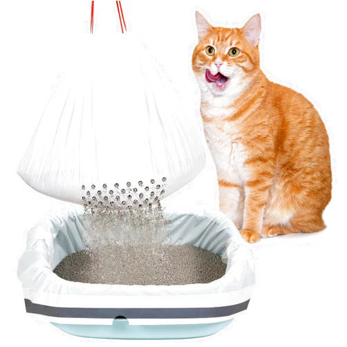 Jutom 42 Count Jumbo Sifting Cat Litter Bags 36 x 18 Inch Extra Large Thick Cat Litter Box Liners with Holes Disposable Thick Scratch Resistant Cat Litter Bags Drawstring Litter Box Liners for Litter Box