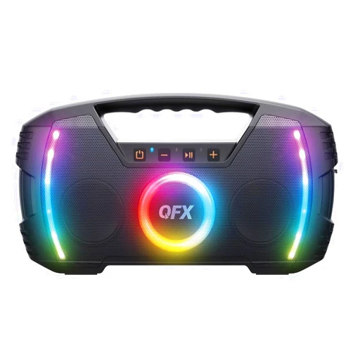 QFX Powerful & Portable Waterproof All Terrain Bluetooth Speaker with Deep Bass, LED Party Lights, Fast USB-C Charging, FM Radio, AUX – QFX BT-ZX35