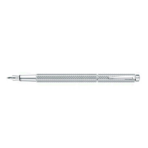 Caran d'Ache Ecridor Cubrik Silver Plated Rhodium Coated Medium Nib Fountain Pen