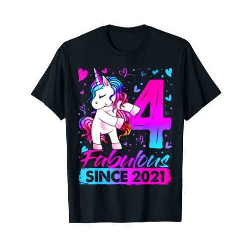 Flossing Unicorn Birthday Gifts for Girls 2025 HH 4 Year Old Unicorn Gifts For Girls 4th Birthday Girl Party T-Shirt