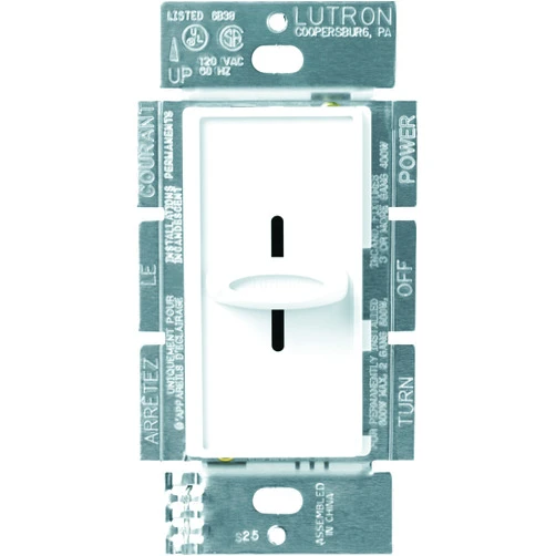 Lutron Skylark Slide-to-Off Dimmer, 1000-Watt Incandescent, Single-Pole, S-1000-WH, White