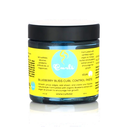 Curls Blueberry Bliss Control Paste - 4 fl oz, For Wavy, Curly, and Coily Hair Types, Smoothes Out and Slicks Down Edges, Tames Frizz & Adds Sheen