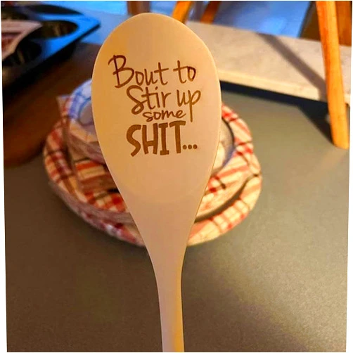 Generic Christmas Gift Funny Spoons,Bout to Stir Up Some Shit Engraved,Novelty Long Handle Wooden Spoons,Bout to Stir Up Some Shit Funny Wooden Spoons Housewarming Gift Basket Ideas Gift