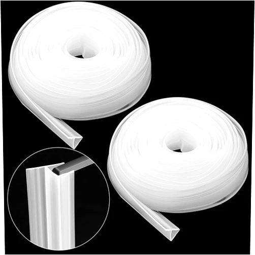 Pangda 4 Pcs 120 Inch Frameless Shower Door Side Seal Strip Clear Shower Door Sweep Replacement H Shaped Shower Glass Door Bottom Seal Strip for Bathroom Stop Water Leaks Bind Doors (1/4'')