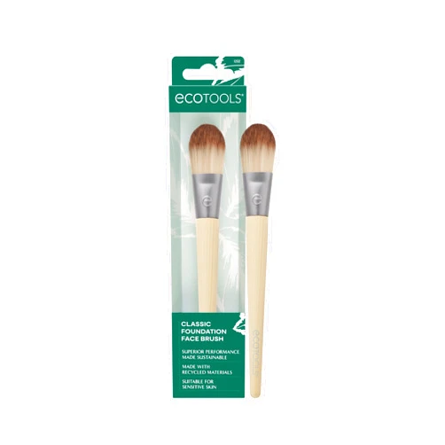 EcoTools Classic Foundation Face Brush, For Liquid, & Cream Foundation, Flat Foundation Brush, Makeup Brush For Natural Makeup, Buildable Coverage, Synthetic Bristles, Cruelty- Free, 1 Count