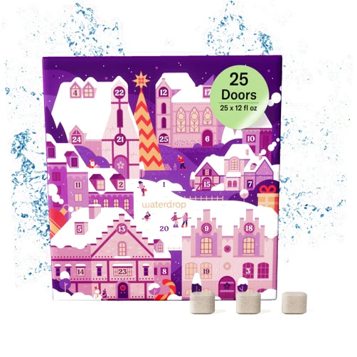 waterdrop Microdrink Advent Calendar 2024 Variety Set - Hydration Cubes Vitamins & Electrolytes, Water Enhancer Sugar Free for Still & Sparkling Water, Limited Edition Flavors, Non GMO, Vegan, 25CT