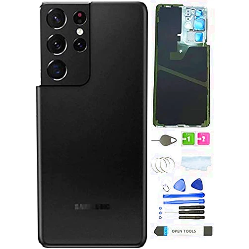 A-Parts Galaxy S21 Ultra Back Glass Cover Replacement for Samsung Galaxy S21U S21 Ultra 5G SM-G998B G998U G998U1 G998W Housing Door with Camera Glass Lens Parts and Pre-Install Tapes (Phantom Black)
