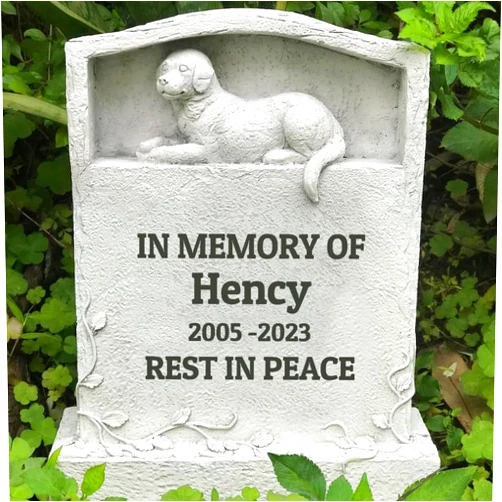MARYTUMM Upright Pet Headstone for Dog, Personalized Dog Memorial Stone Resin Dog Statue Figurine Dog Garden Stone Pet Gravestone for Dog Outdoors