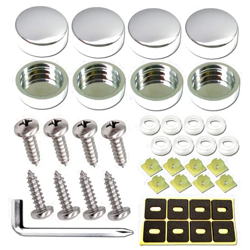 ZXFOOG Stainless Steel License Plate Screws-Rust Proof Car Tag Bolts for Fastening Front or Rear License Plate Frames with Screw Black Caps (M6 Screws+Chrome Caps)