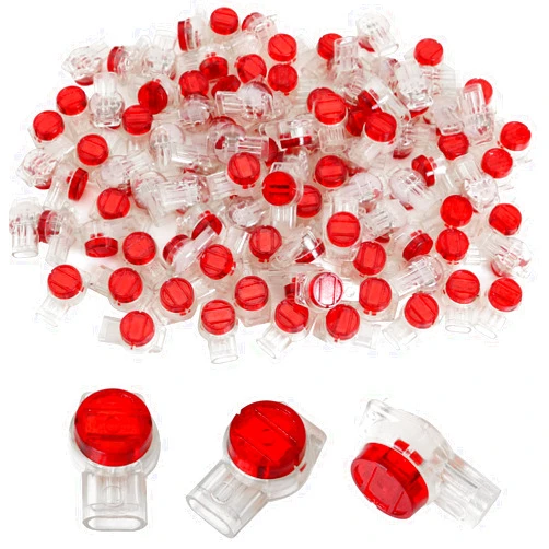 LUORNG IDC Connector LUORNG 100PCS Red Clear Data Phone Wire Butt Splice 3 Ports Connectors