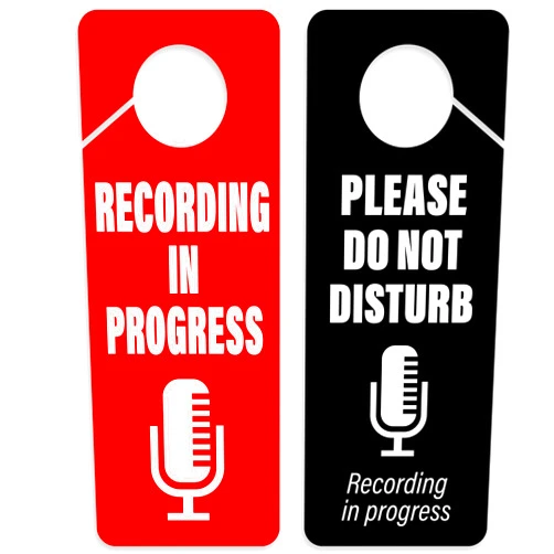 CLEVER SIGNS Recording in Progress - Please Do Not Disturb Sign, Door Knob Hanger 2 Pack, Double Sided, Ideal for Using in Any Room.
