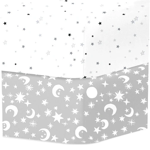 Little Grape Land Crib Sheets for Boys and Girls, 2pk Baby Crib Fitted Sheet for Standard Size Crib and Toddler Mattress, Super Soft Baby Sheet (Star & Moon)