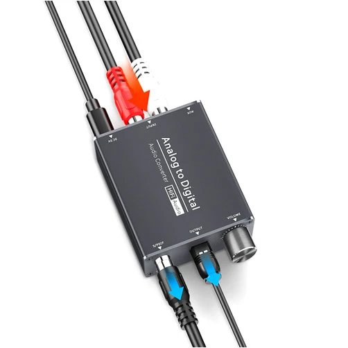 Senhilear Analog to Digital Audio Converter RCA to Optical with 3.5mm AUX Jack Toslink and Coaxial Adapter with Adjustable Volume