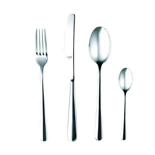 Mepra Stoccolma Cutlery Set – [24 Pieces Set] Brushed Stainless-Steel Finish, Dishwasher Safe Cutlery
