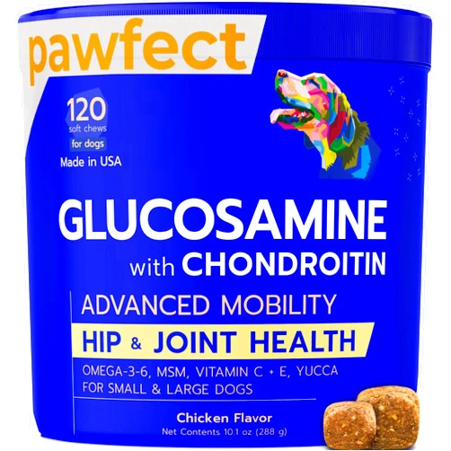 PAWFECTCHEW Pawfect Mobility - Glucosamine Treats for Dogs - Hip & Joint Health Supplement Chews w/Omega-3, Chondroitin, MSM - Made in USA - Joint Pain Relief - Hip & Joint Care - 120ct