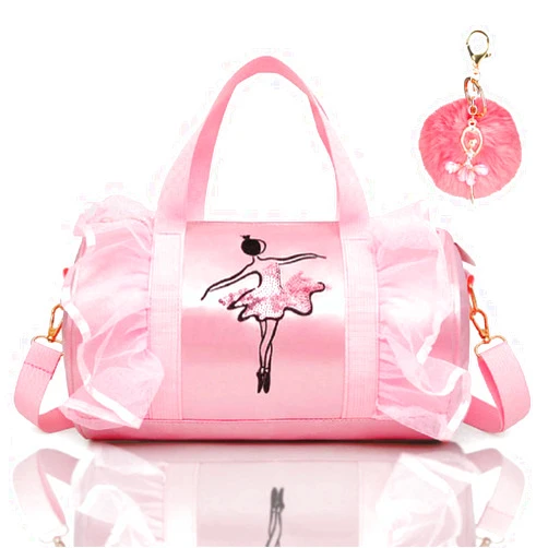 KingBig New in 2024 Cute Backpack Ballet Bag Kits Tutu Dress Dance Bag, Girls Personalized Waterproof Bag Ballerina Duffle Bag with Key Chain Cute Plush hanging Pink ball(Pink)