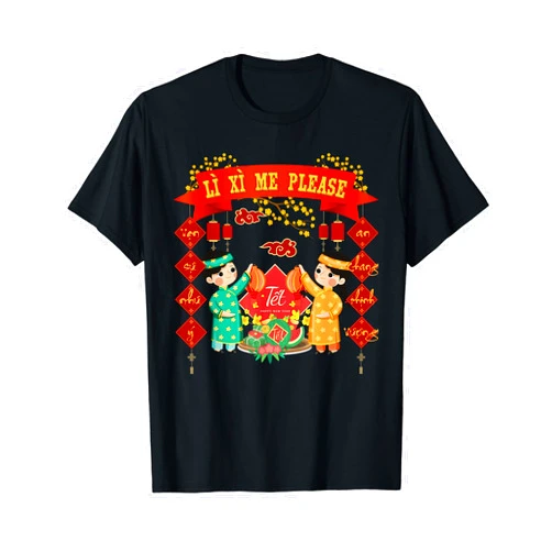 Lunar New Year Tet Giap Thin 2024 Boy Kid Girl Li Xi Me Please Happy Vietnamese New Year Traditional Tet 20 T-Shirt