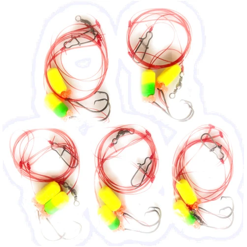 RignFish Custom Rigs 5 - Hi*Low - Pompano Rig, Surf Fishing Rig, Fishing Rigs, Double Drop Rig - Pompano, Snappers, Whiting, Drum, Spots, Etc Hand Tied w/ 30Lb Cajun Red Mono Line: Yellow – Yellow/Green Floats