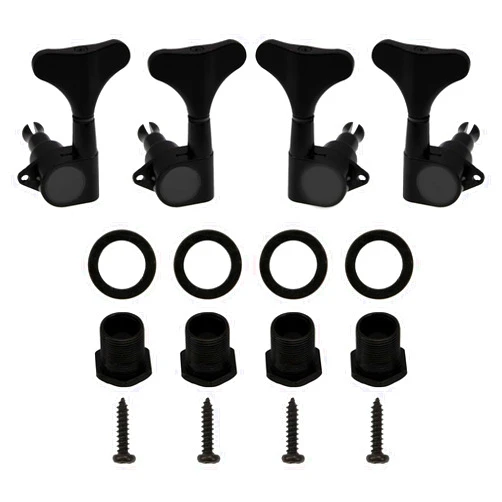 Yootones 4Pcs Yootones Sealed Bass Tuning Pegs Machine Heads 2R2L Compatible with Electric Bass Tuners Replacement Parts (Black)