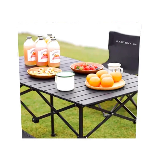MQIQ EASTSKY Egg Roll Folding Table (Black Long Table), Bocean88