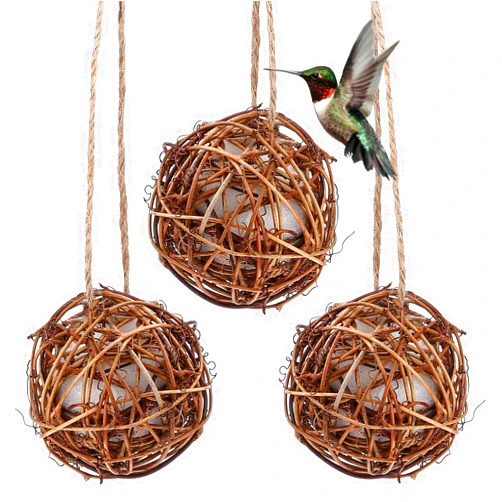 Yardwe 3PCS Globe Hummingbird Nesters, Hummingbird Nesting Houses Bird Nesting Materials, Refillable Balls Bird Nesting Station for Outdoor Wild Birds Wrens Finches Parrot