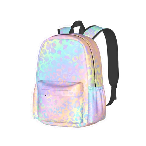 Aiojool Rainbow Leopard Print Backpack Large Laptop Backpack Casual Daypack School Bag for Kids Teen Boy Girl