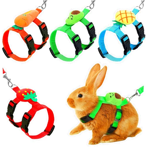 XPAPOV 4 Sets Adjustable Bunny Rabbit Harness and Leash Set Small Pet Cute Vest Harness Leash Ferret Harness Guinea Pig Harness Ferret Leash with Decorations for Bunny Kitten Puppy, Small Pets